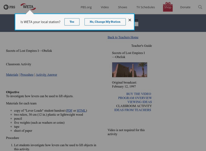 Pbs Teachers: Secrets of Lost Empires I Obelisk Activity