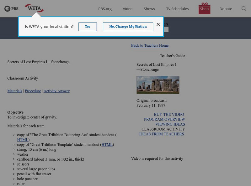 Pbs Teachers: Secrets of Lost Empires I: Stonehenge Activity