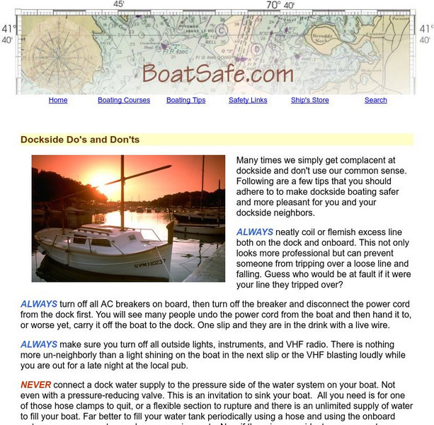 Boatsafe.com: Dockside Do's and Don'ts Website
