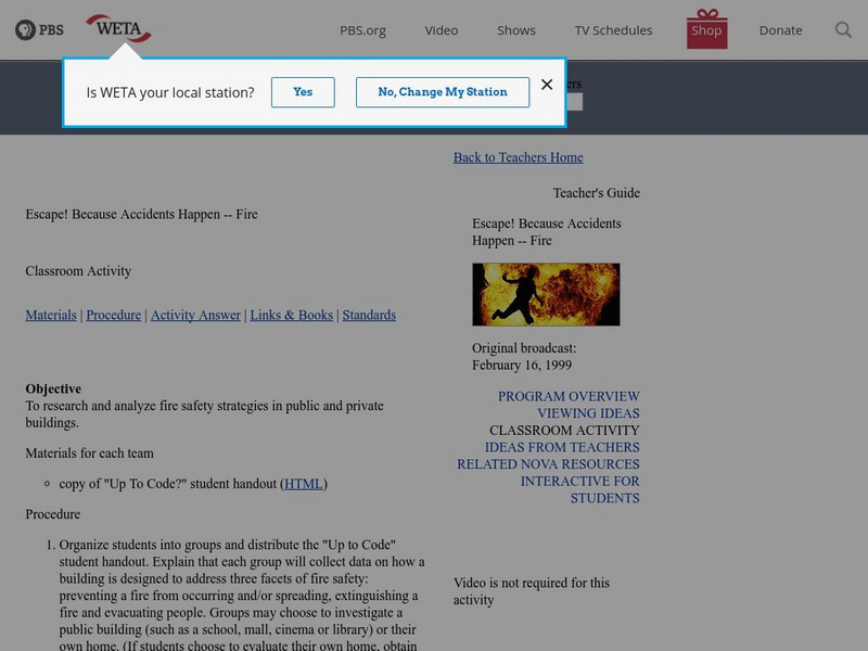 Pbs Teachers: Escape! Because Accidents Happen: Fire Lesson Plan Pbs Teachers: Escape! Because Accidents Happen: Fire Lesson Plan