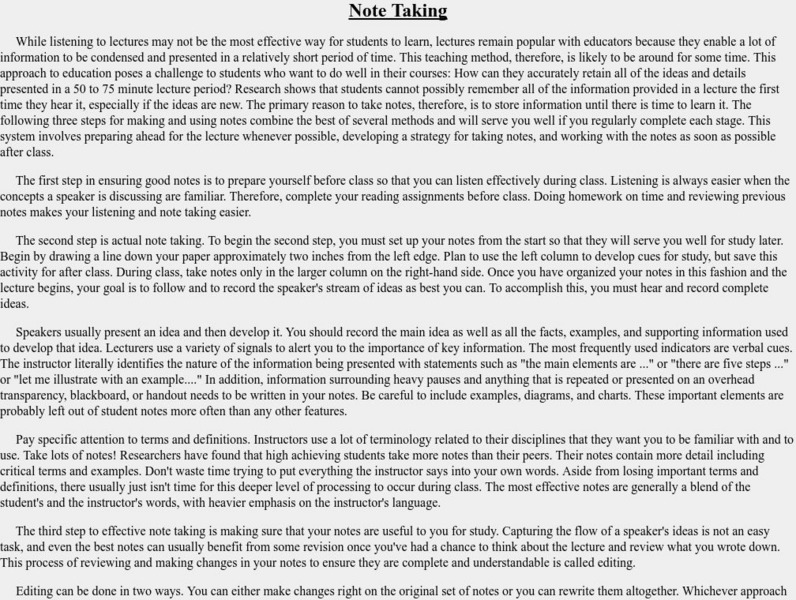 Frontiernet.net: Note Taking Handout Frontiernet.net: Note Taking Handout