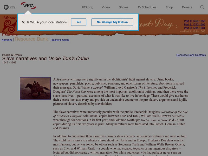 Africans in America: Slave Narratives and Uncle Tom's Cabin Article Africans in America: Slave Narratives and Uncle Tom's Cabin Article