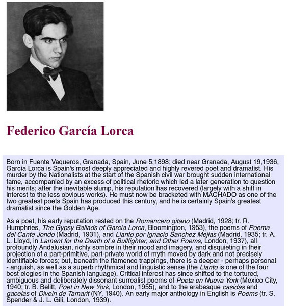 Federico Garcia Lorca Website Federico Garcia Lorca Website