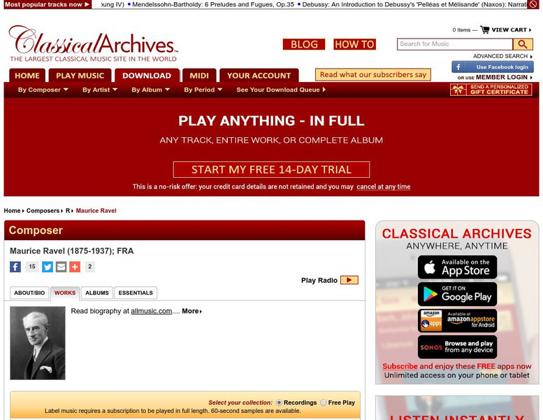 Classical Music Archives: Maurice Ravel (1875 1937) Audio