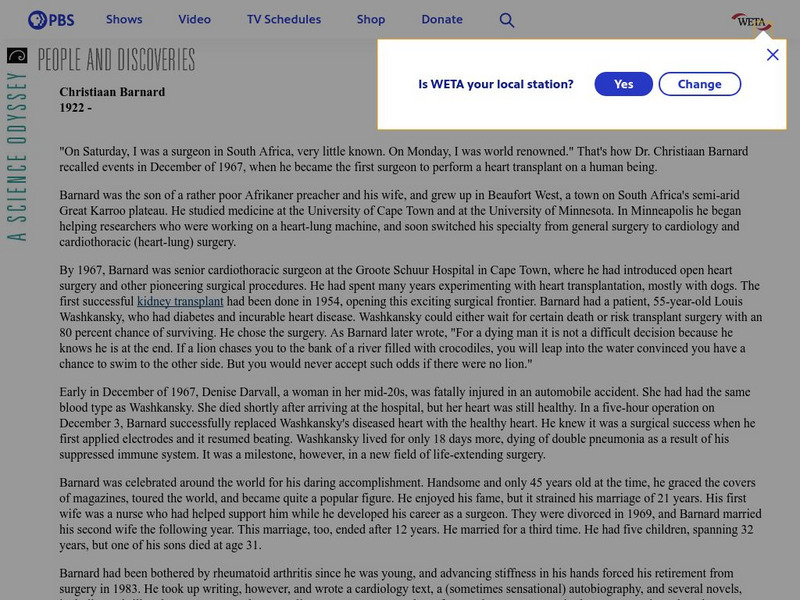 Pbs: Christiaan Barnard Article