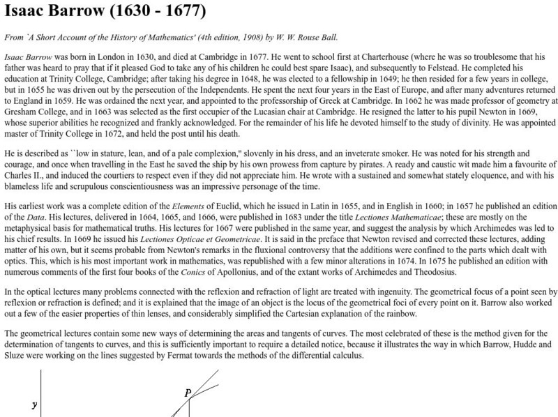 Trinity College: Isaac Barrow (1630 1677) Handout