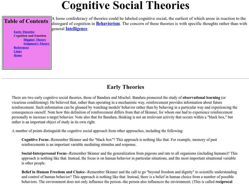 Personality research.com: Cognitive Social Theories Activity Personality research.com: Cognitive Social Theories Activity