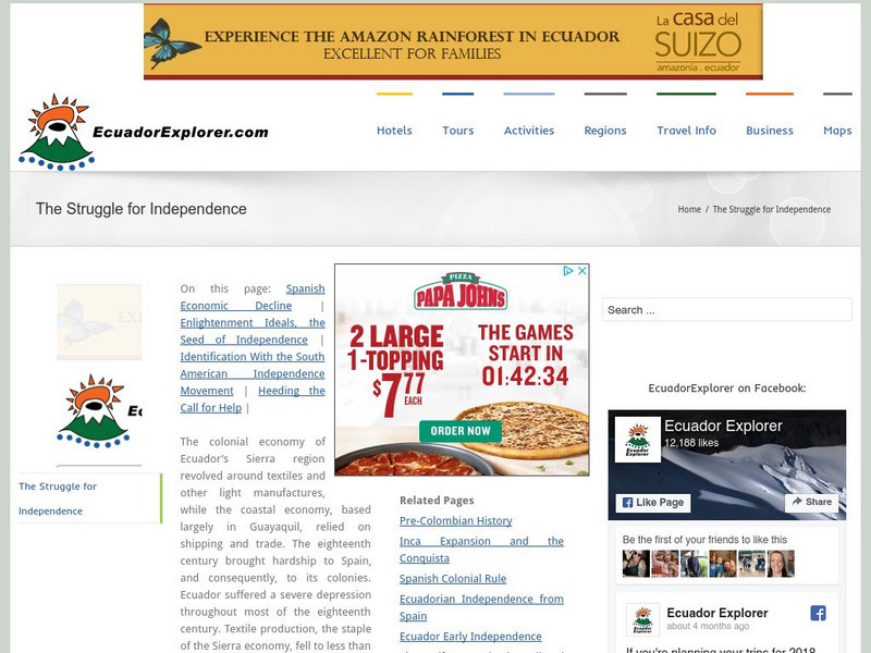 Ecuador Explorer: Ecuador Revolution Independence Activity