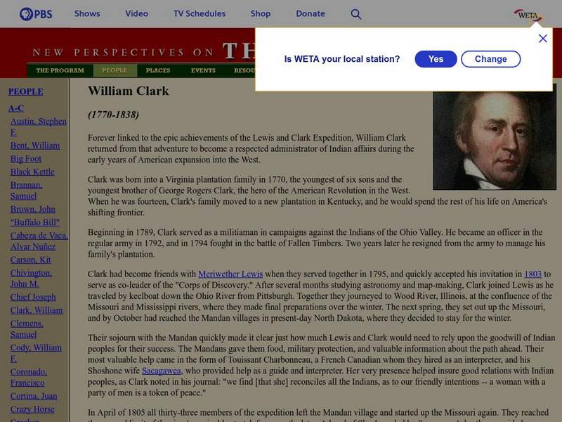 Pbs the West: William Clark Activity Pbs the West: William Clark Activity