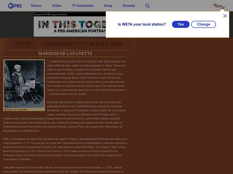 Pbs Liberty!: Marquis De Lafayette Activity Pbs Liberty!: Marquis De Lafayette Activity