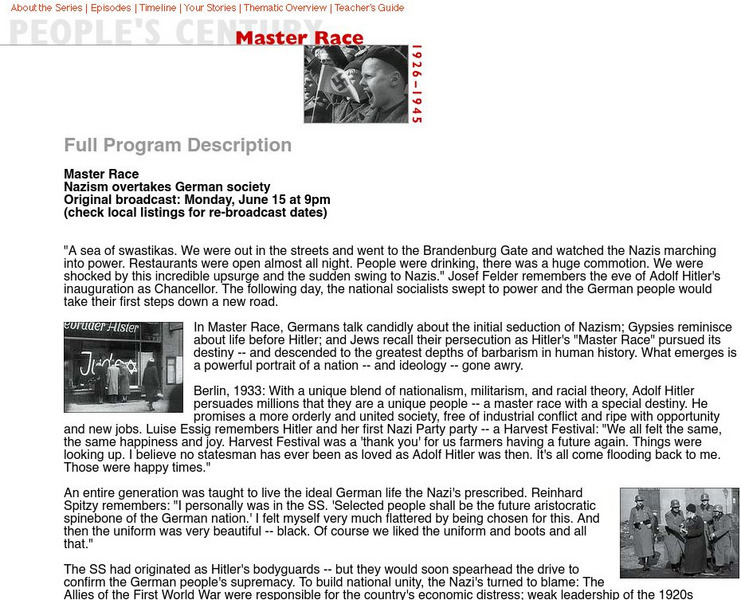 Pbs/people's Century: Master Race Website Pbs/people's Century: Master Race Website