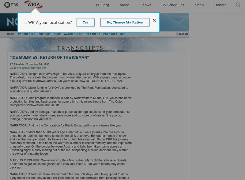 Nova Online: Ice Mummies: Return of the Iceman Website Nova Online: Ice Mummies: Return of the Iceman Website
