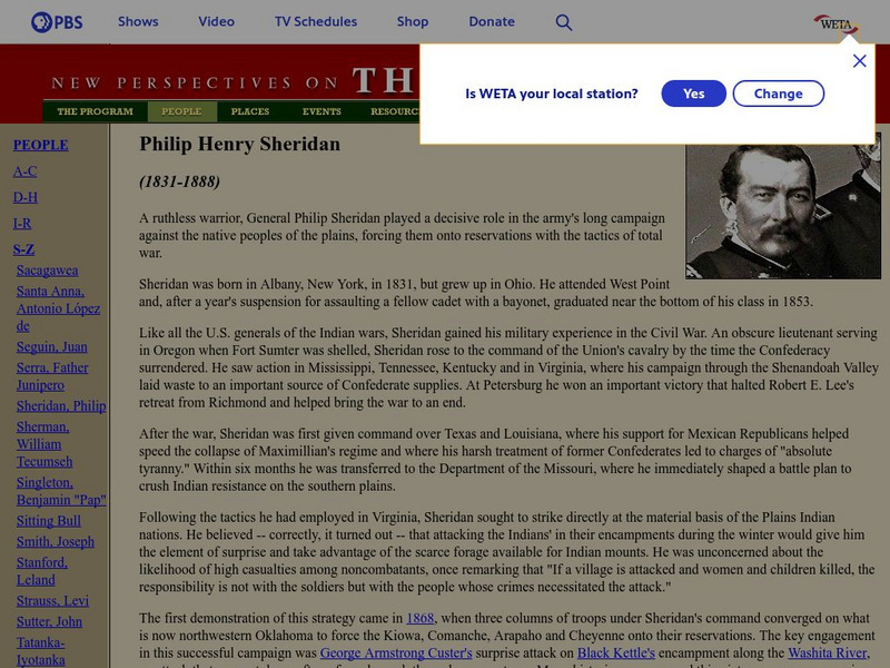New Perspectives on the West: Philip Sheridan Website