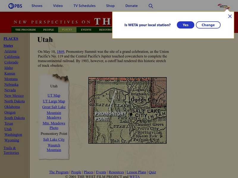 New Perspectives on the West: Promontory Point, Utah Graphic New Perspectives on the West: Promontory Point, Utah Graphic