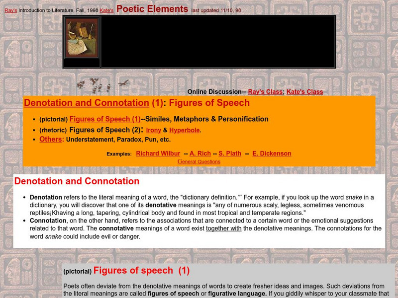 Fu Jen Univ.: Poetic Elements: Denotation and Connotation: Figures of Speech Handout