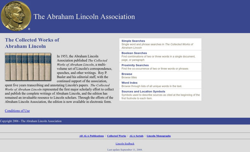 Abraham Lincoln Association: The Collected Works of Abraham Lincoln Primary