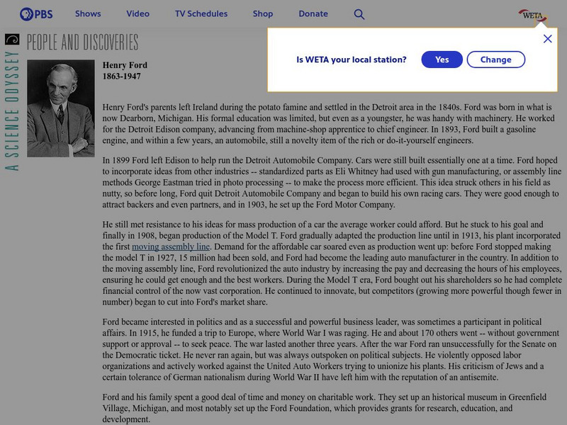 Pbs: Henry Ford: People and Discoveries Activity Pbs: Henry Ford: People and Discoveries Activity