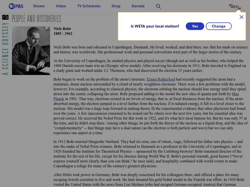 Pbs: People & Discoveries Niels Bohr Handout