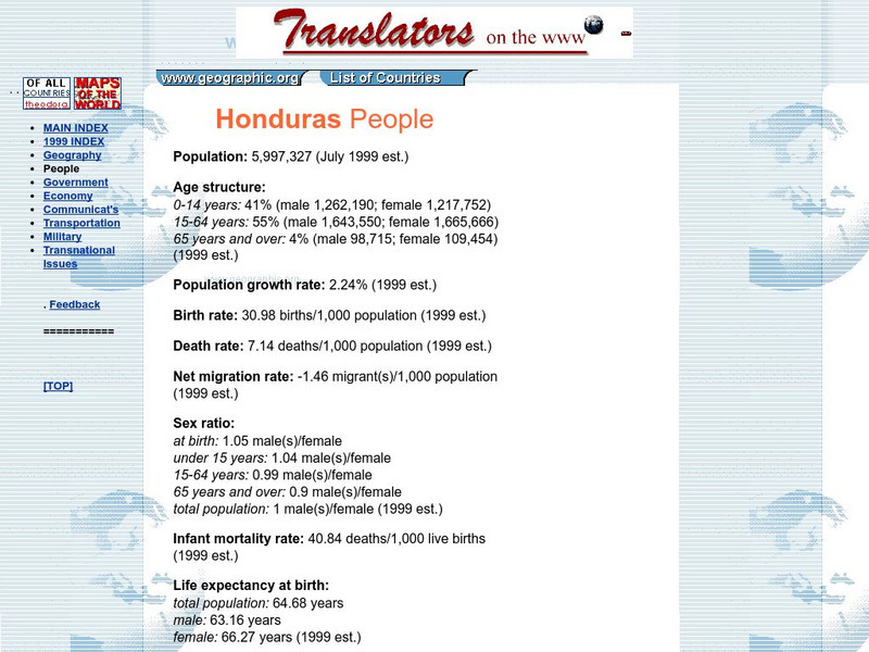 Photius Coutsoukis Home Page: Honduras People Handout Photius Coutsoukis Home Page: Honduras People Handout