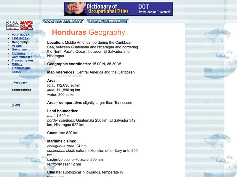 Photius Coutsoukis Home Page: Honduras Geography Handout