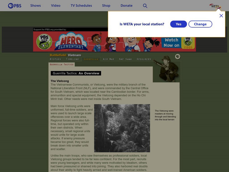 Pbs: Battlefield Vietnam: Guerilla Tactics: An Overview Handout Pbs: Battlefield Vietnam: Guerilla Tactics: An Overview Handout
