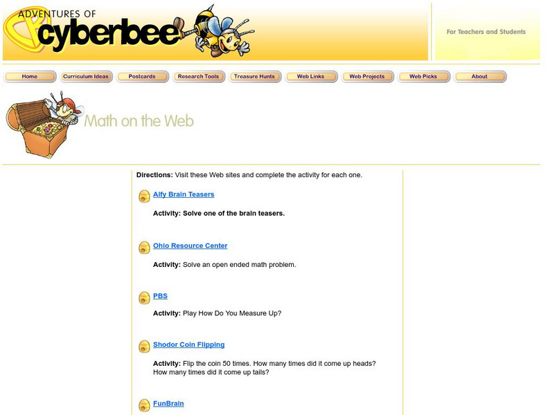 Adventures of Cyberbee: Math on the Web (Web Quest) Activity Adventures of Cyberbee: Math on the Web (Web Quest) Activity