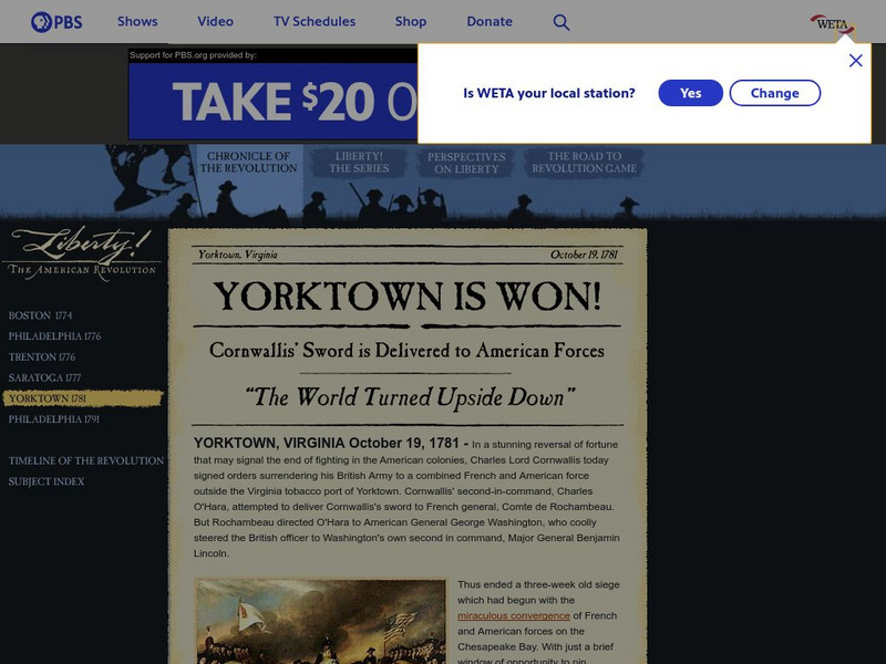 Pbs: Yorktown Is Won! Activity Pbs: Yorktown Is Won! Activity