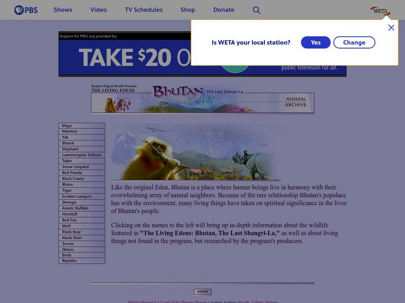 Wild Wildlife in Bhutan Lesson Plan Wild Wildlife in Bhutan Lesson Plan