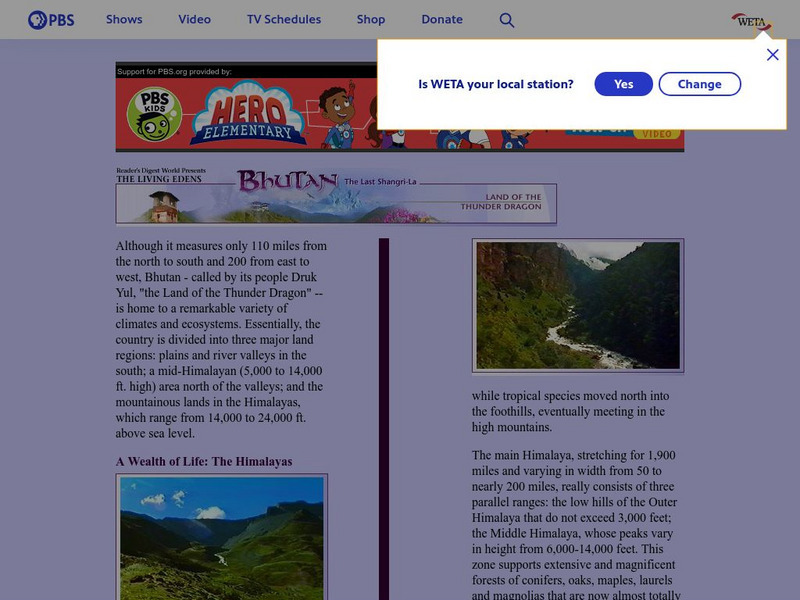 Pbs Bhutan & the Himalayas: A Wealth of Life Lesson Plan Pbs Bhutan & the Himalayas: A Wealth of Life Lesson Plan