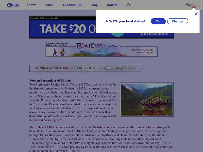 Pbs: Foreign Perceptions of Bhutan Lesson Plan Pbs: Foreign Perceptions of Bhutan Lesson Plan