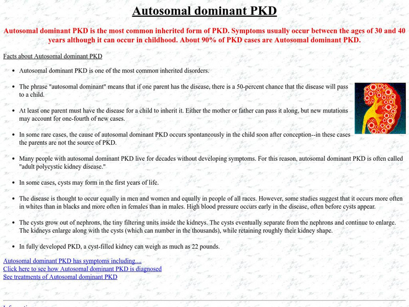 Polycystic Kidney Disease: Autosomal Dominant Pkd Handout Polycystic Kidney Disease: Autosomal Dominant Pkd Handout