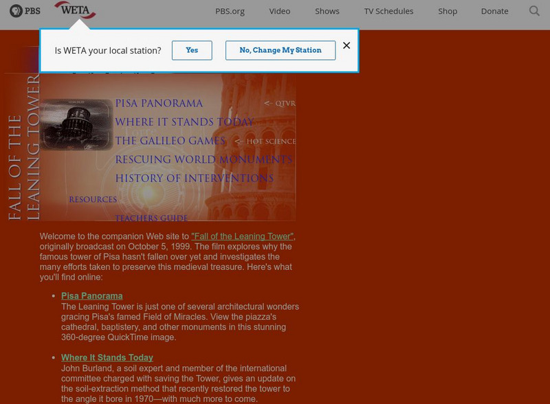 Pbs Nova: The Fall of the Tower of Pisa Website Pbs Nova: The Fall of the Tower of Pisa Website
