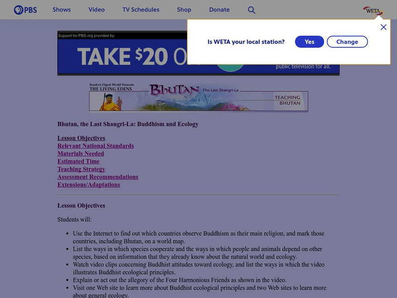 Living Eden: Bhutan: Buddhism & Ecology Lesson Plan Living Eden: Bhutan: Buddhism & Ecology Lesson Plan