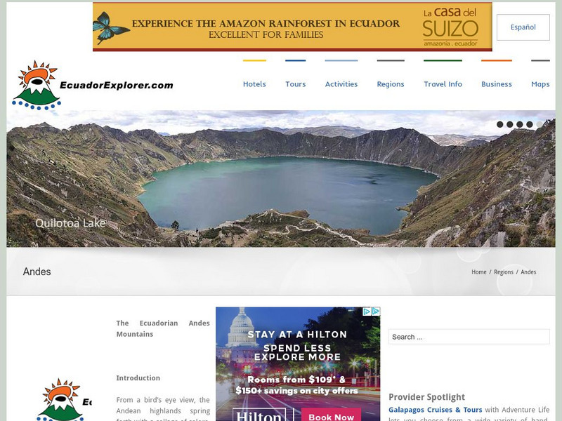 Ecuador Explorer: The Andes Website Ecuador Explorer: The Andes Website