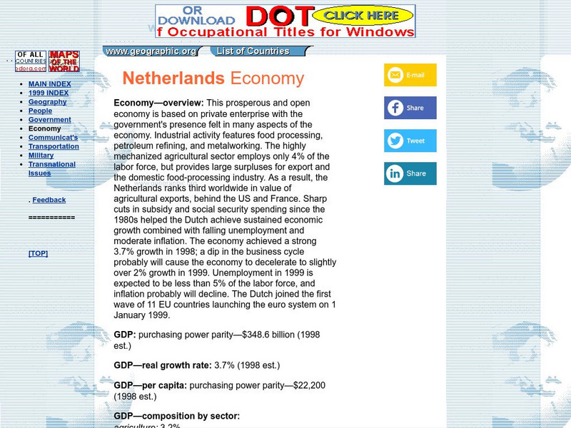 Geographic: Netherlands Economy Article