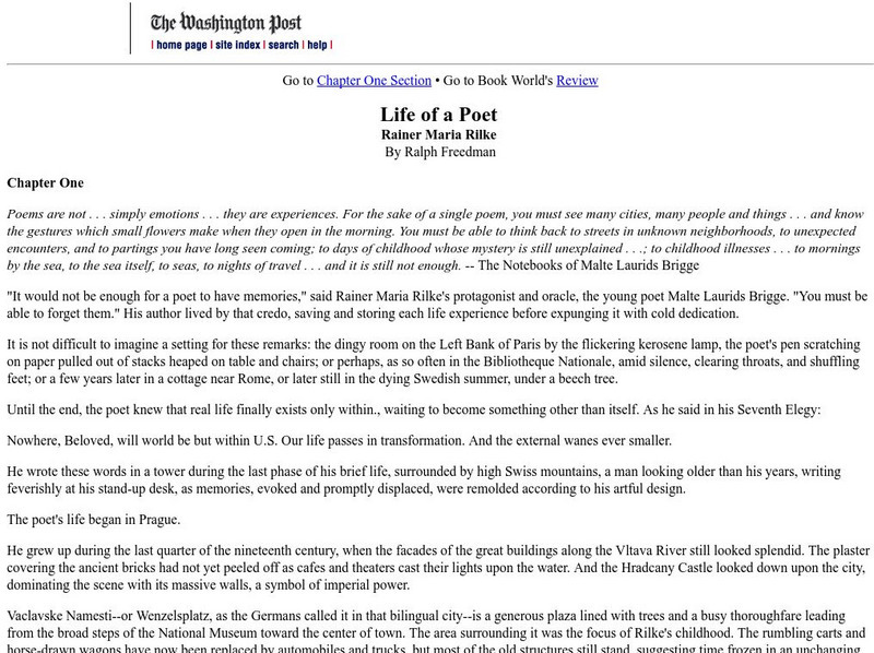 The Washington Post: Life of a Poet: Rainer Maria Rilke Website The Washington Post: Life of a Poet: Rainer Maria Rilke Website