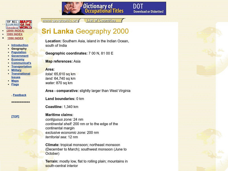 Photius Coutsoukis: Sri Lanka Geography 2000 Handout