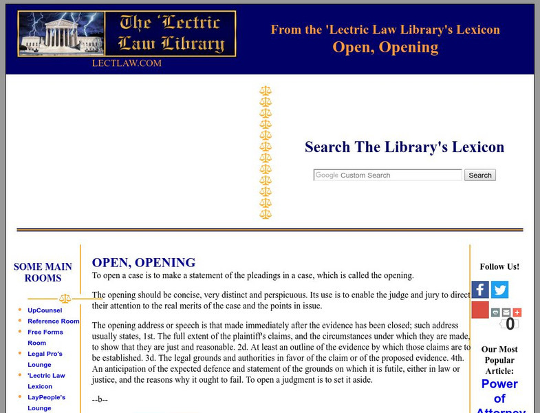 'Lectric Law Library: Opening Statement Handout 'Lectric Law Library: Opening Statement Handout