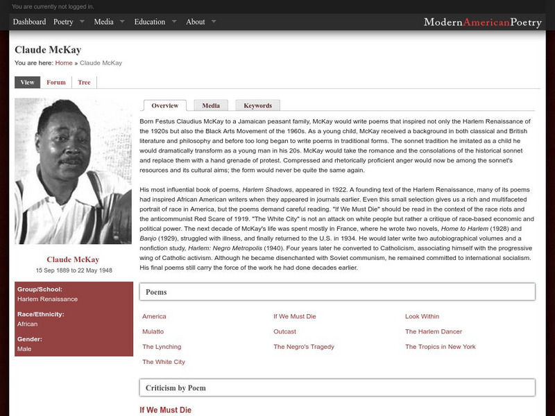 University of Illinois: Modern American Poetry: Claude Mc Kay Activity University of Illinois: Modern American Poetry: Claude Mc Kay Activity