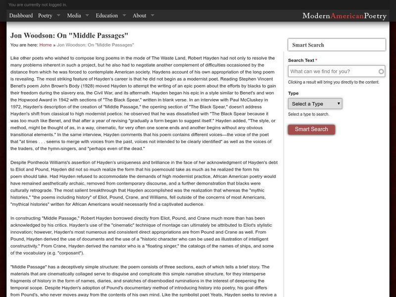 University of Illinois: Modern American Poetry: "Middle Passage" Website