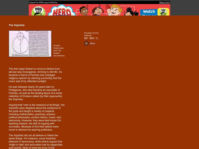 Pbs: The Sophists Handout Pbs: The Sophists Handout