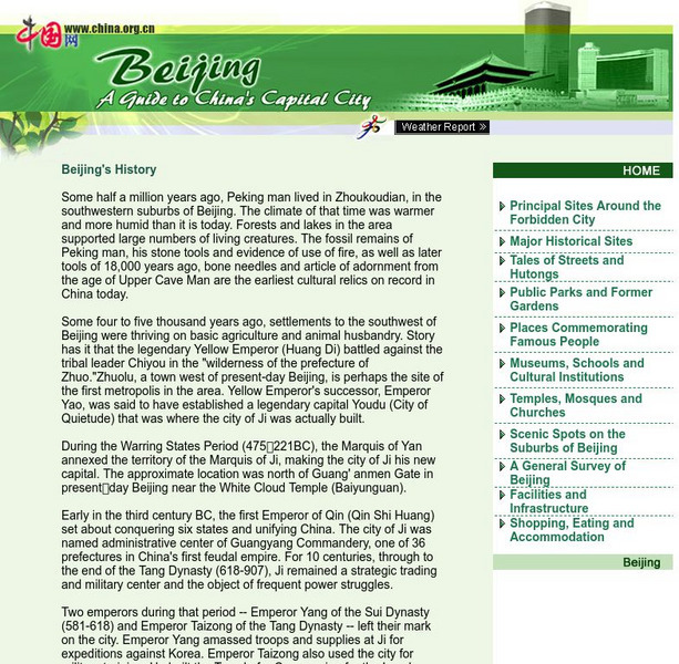China Internet Information Center: Beijing: A Guide to China's Capital City Handout China Internet Information Center: Beijing: A Guide to China's Capital City Handout