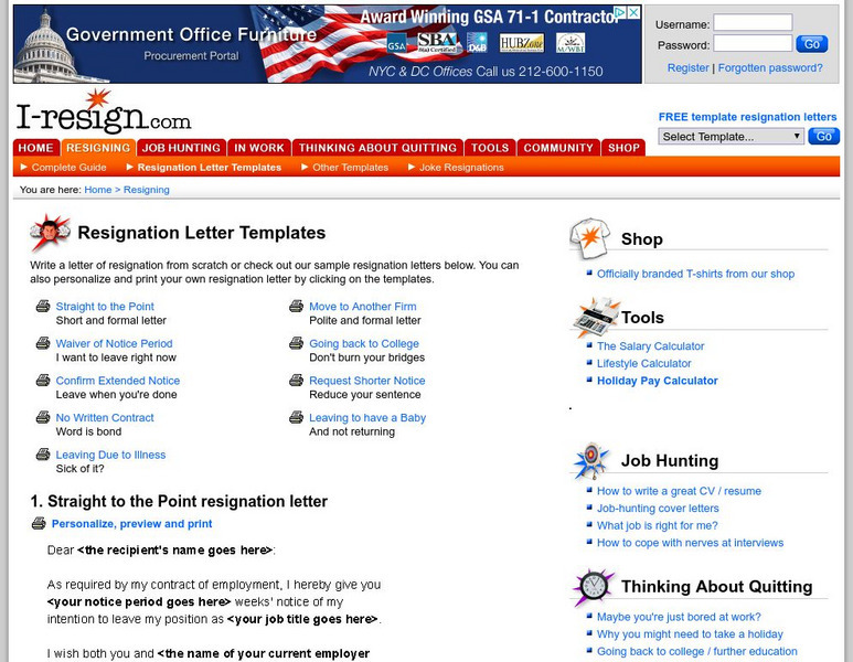I resign.com: Resignation Letters Activity I resign.com: Resignation Letters Activity