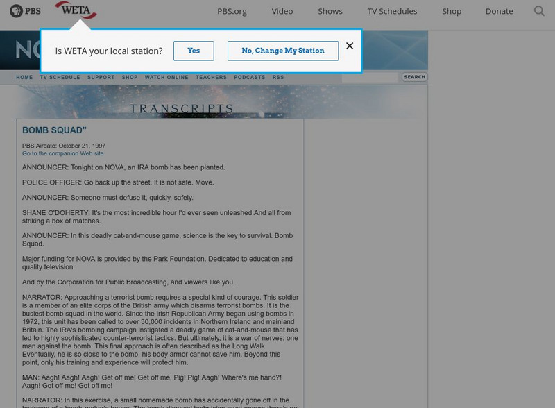 Pbs Nova: Bomb Squad Website Pbs Nova: Bomb Squad Website