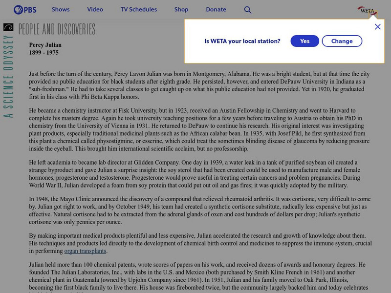 Pbs: Percy Julian Handout Pbs: Percy Julian Handout