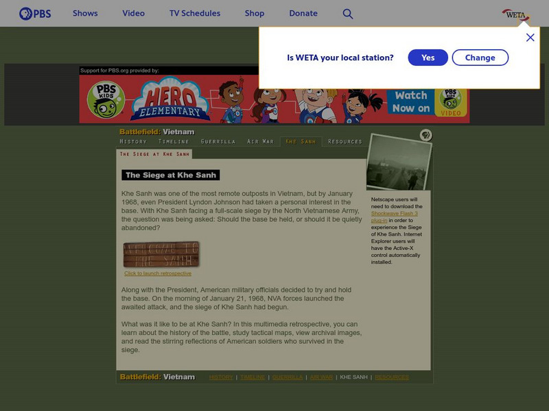 Pbs: Battlefield Vietnam: The Siege at Khe Sanh Graphic Pbs: Battlefield Vietnam: The Siege at Khe Sanh Graphic