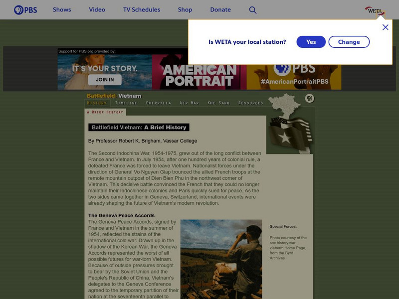 Pbs: Battlefield Vietnam: A Brief History Handout Pbs: Battlefield Vietnam: A Brief History Handout