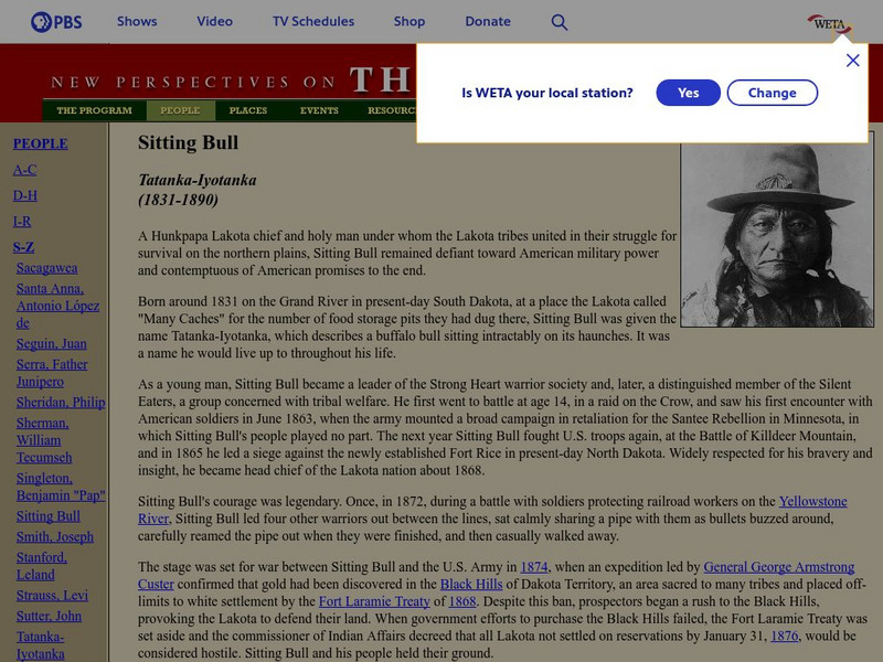 The West: Sitting Bull Tatanka Iyotanka Handout The West: Sitting Bull Tatanka Iyotanka Handout