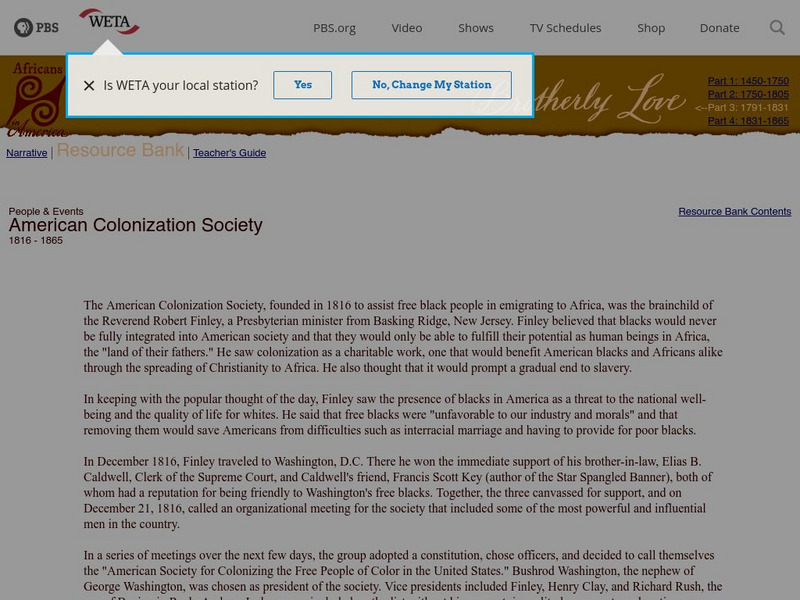 Africans in America: American Colonization Society Article