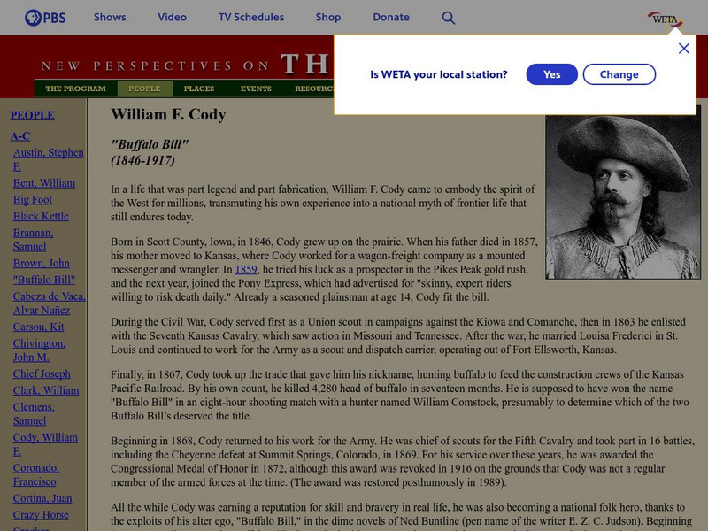 Pbs the West: William F. Cody "Buffalo Bill" Website Pbs the West: William F. Cody "Buffalo Bill" Website